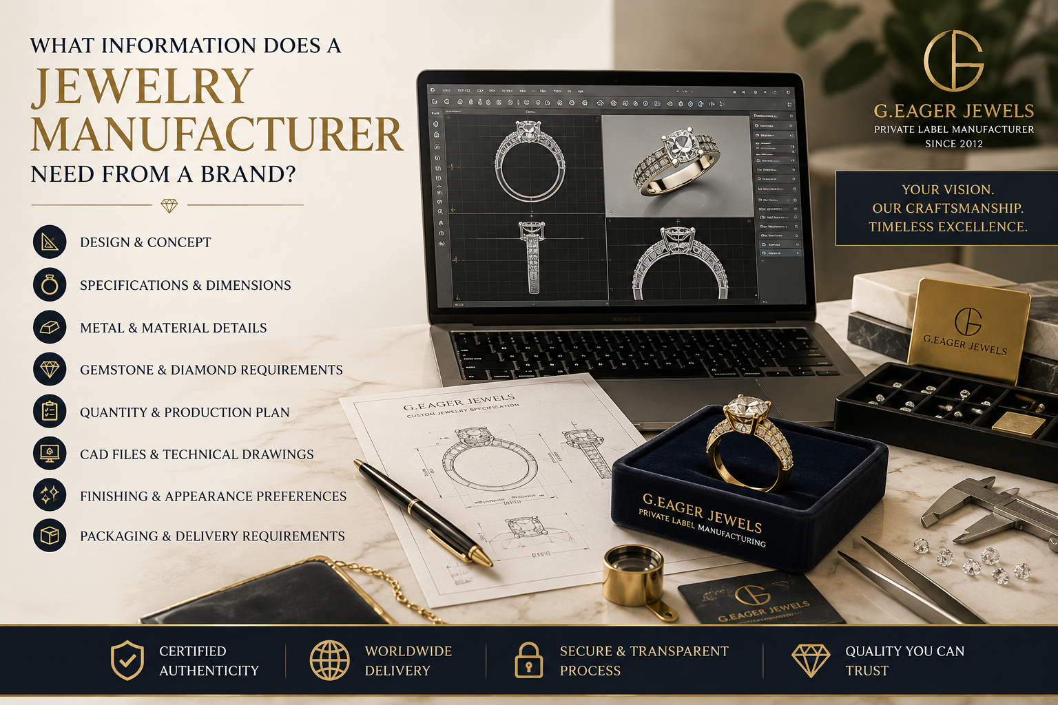 Jewelry CAD design and manufacturing requirements for a jewelry brand